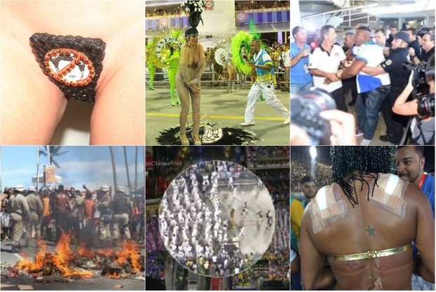 Deu ruim no carnaval 2016: musa faz protesto político, segurança de escola moder policia, ambulantes reclamam da venda de cerveja, rainha de bateria cai na avenida e musas se machucam após desfile (Foto: Divulgação)