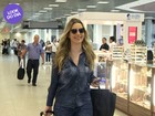 Look do dia: toda de jeans, Fernanda Keulla embarca em aeroporto no Rio