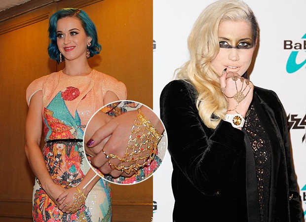 Hand Jewellery - Kesha e Katy Perry (Foto: Agência Getty Images)
