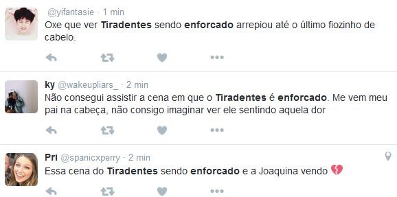 Internautas comentam cena em que Tiradentes, personagem de Thiago Lacerda, é enforcado (Foto: reprodução/twitter)