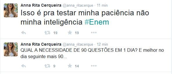 No Twitter, Anna Rita Cerqueira faz post sobre Enem (Foto: Reprodução/Twitter)
