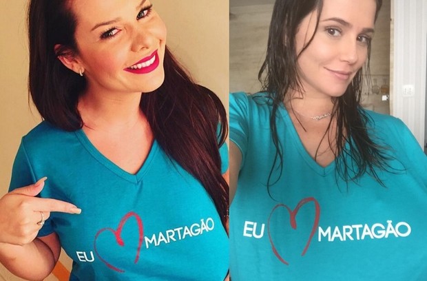 Fernanda Souza e Deborah Secco vestiram a camisa da ação beneficente (Foto: Reprodução)