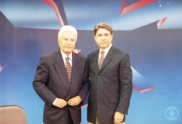 Cid Moreira e Sérgio Chapellin em 1996 (Foto: TV Globo/CEDOC)