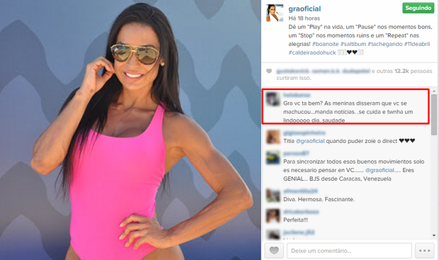 Seguidor pergunta se Gracyanne Barbosa está bem (Foto: Instagram / Reprodução)