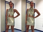Anitta usa vestido curtinho e cheio de brilhos para gravar 'Amor e Sexo'