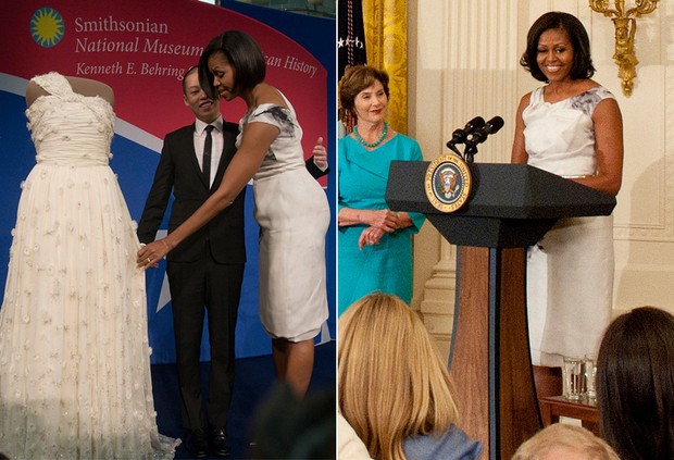Michelle Obama em março de 2010 e em maio de 2012 (Foto: Getty Images)
