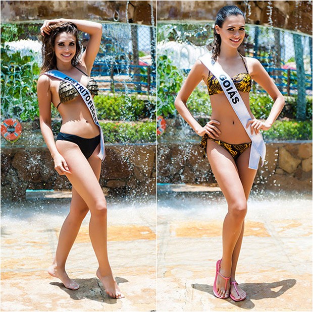 Candidatas ao Miss Brasil exibem curvas durante passeio na praia
