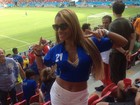 Ana Paula Evangelista atrai olhares  durante jogo da Itália