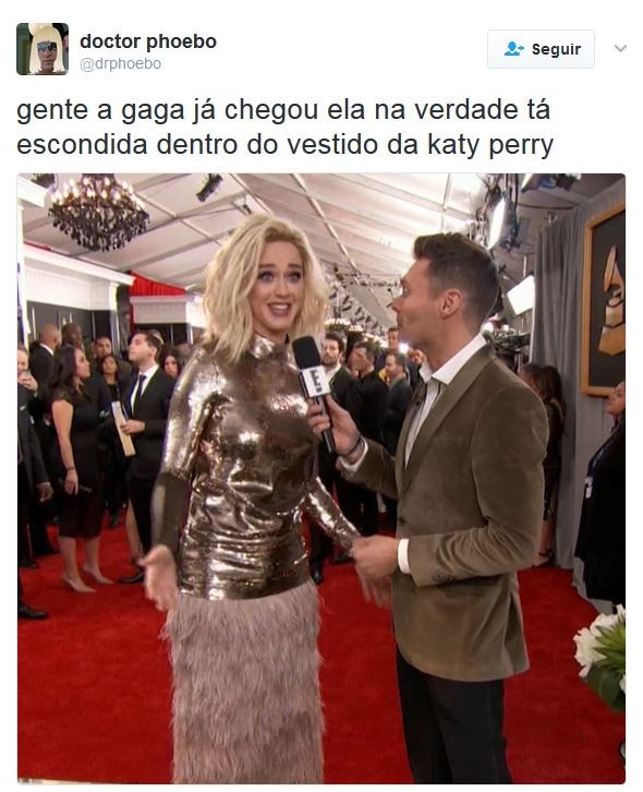 Memes sobre o look de Katy Perry no Grammy (Foto: Reprodução / Twitter)