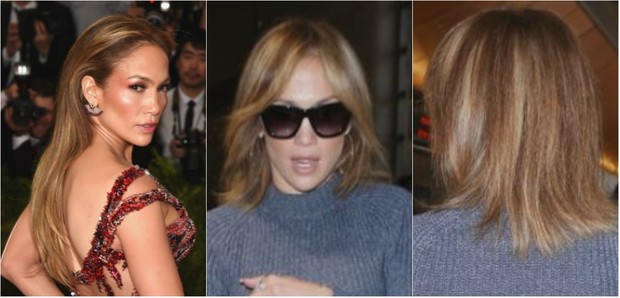 Antes e depois: Jennifer Lopez corta os cabelos (Foto: Getty Image e X-17)