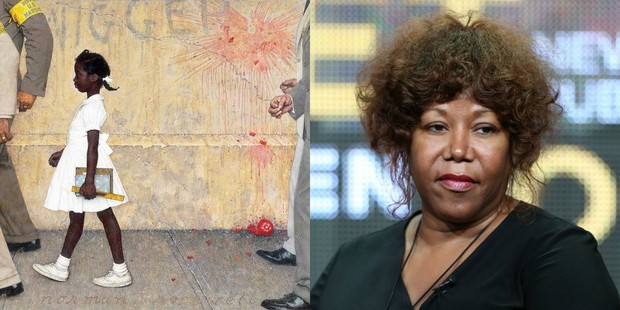 Ruby Bridges retratada na pintura de Norman Rockwell e hoje (Foto: Norman Rockwell/ Reprodução/Instagram | Agência Getty Images)