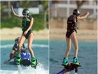 Kendall Jenner se diverte com 'flyboard' durante férias no Caribe