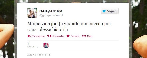 Geisy Arruda desabafa no Twitter (Foto: Twitter / Reprodução)