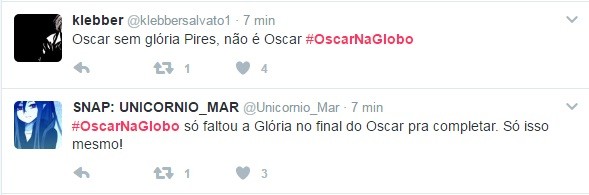 Internautas relembram participação de Glória Pires no Oscar 2016 (Foto: Reprodução/Twitter)