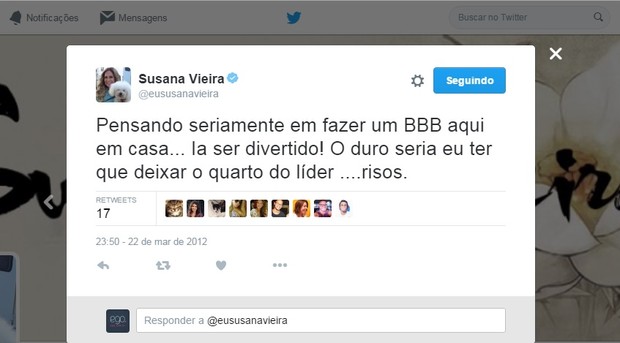 @eususanavieira (Foto: Reprodução/Twitter)