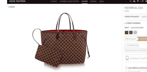 Bolsa Louis Vuitton igual à da atriz Isabelle Drummond (Foto: Reprodução/site oficial)