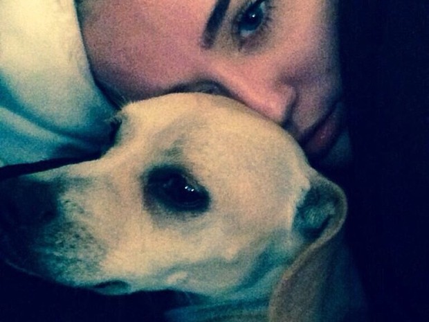 Miley Cyrus e seu cãozinho (Foto: Instagram / Reprodução)