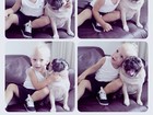 Fofura! Filho Neymar faz carinho e dá beijo em cãozinho