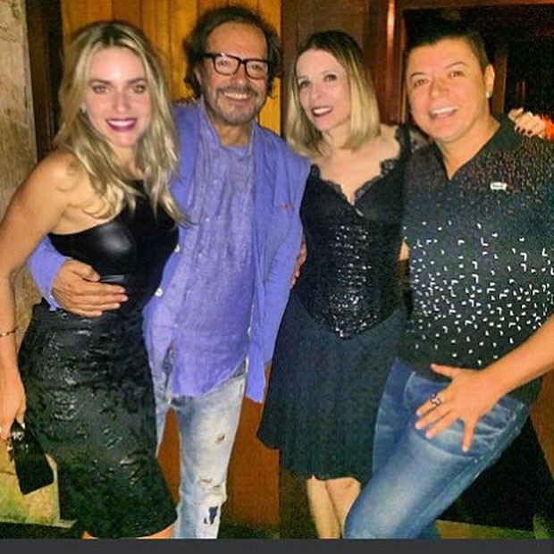 Monique Alfradique, Wolf Maya, Liege Monteiro e David Brazil em festa no Rio (Foto: Instagram/ Reprodução)