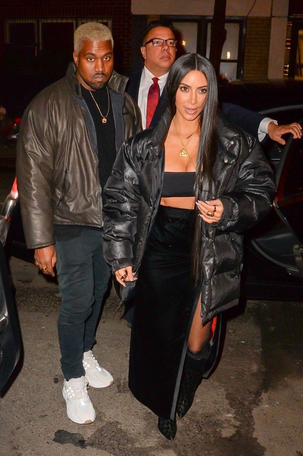 Kanye West e Kim Kardashian em Nova York, nos Estados Unidos (Foto: AKM-GSI/ Agência)