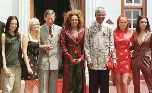 Spice Girls, Principe Charles e Nelson Mandela (Foto: Twitter/Reprodução)