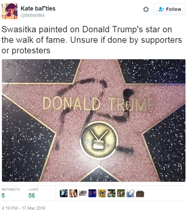 Estrela da fama de Donald Trump (Foto: Reprodução/ Twitter)
