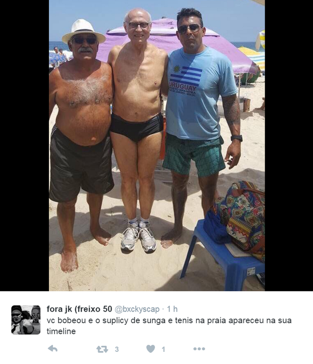 Comentários sobre o look Verão 2017 de Eduardo Suplicy na praia (Foto: Reprodução / Facebook)