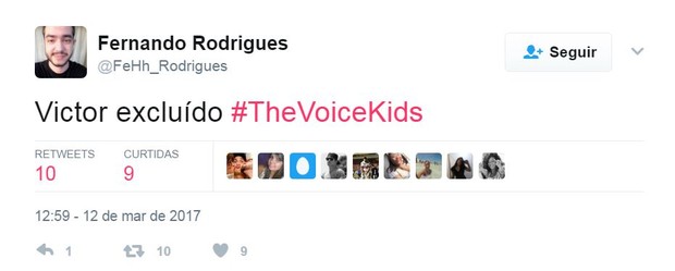 Ausência de Victor Chaves no The Voice Kids é comentada na web (Foto: Reprodução/Twitter)
