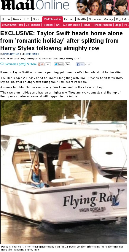 Taylor Swift deixa ilha onde passava férias com Harry Styles (Foto: Reprodução/Daily Mail)