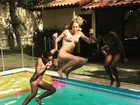 Luana Piovani pula na piscina e mostra corpo tonificado em vídeo