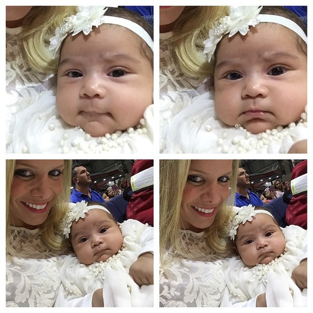 Filha de Naldo e Moranguinho com madrinha (Foto: Instagram / Reprodução)