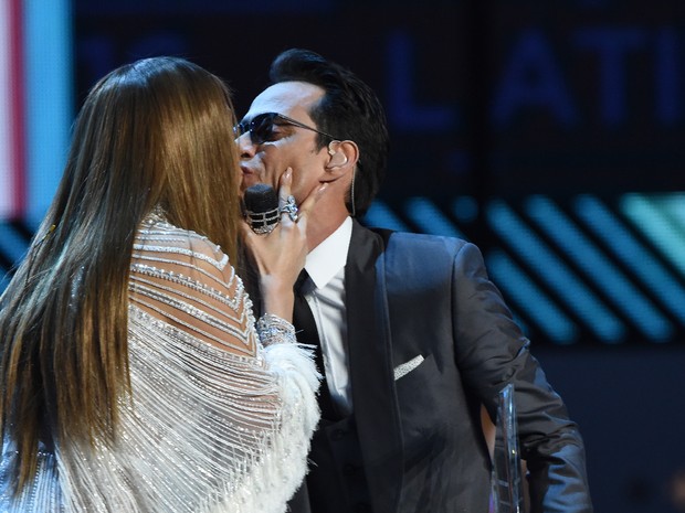 Jennifer Lopez e Marc Anthony em prêmio de música em Las Vegas, nos Estados Unidos (Foto: Valerie Macon/ AFP)