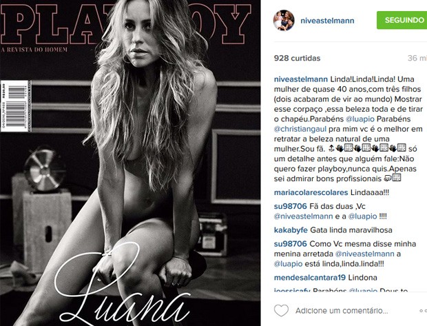 Nívea Stelmann elogia Luana Piovani na &#39;Playboy&#39; (Foto: Instagram/Reprodução)