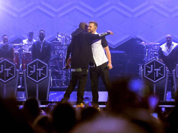 Jay-Z e Justin Timberlake em Nova York, nos Estados Unidos (Foto: Stephen Lovekin/ Getty Images/ AFP)