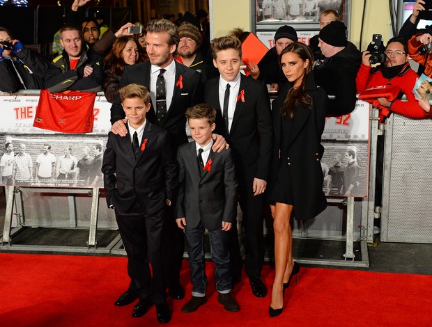 Família Beckham (Foto: AFP PHOTO / LEON NEAL)