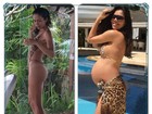 Daniela Albuquerque posta montagem de antes e durante a segunda gravidez