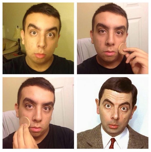 Make up transformation - Mr. Bean (Foto: Twitter/Reprodução)
