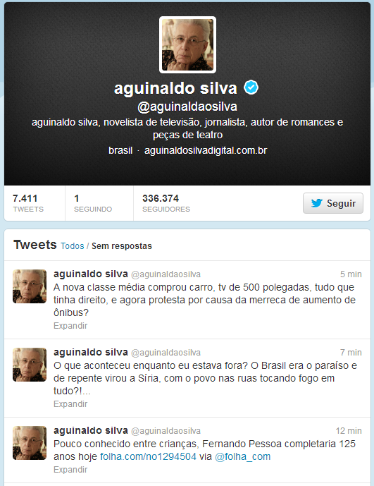 Aguinaldo Silva (Foto: Reprodução/ Twitter)