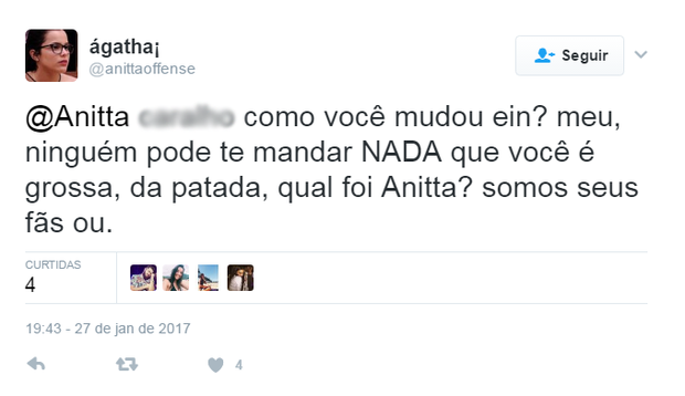 Anitta se incomoda com post  (Foto: Reprodução/Twitter)