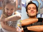 Filha do ex-BBB Max imita tatuagens e pose clássica do pai para foto