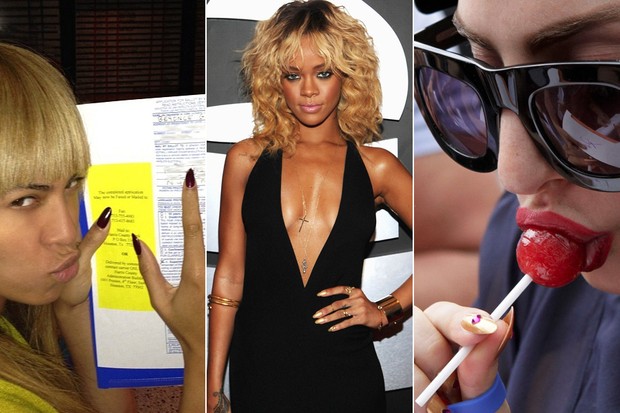 Unhas stiletto - Beyoncé, Rihanna e Lady Gaga (Foto: Facebook / Reprodução || Getty Images || Reuters)