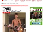 Site publica fotos de Justin Bieber nu coberto apenas por violão