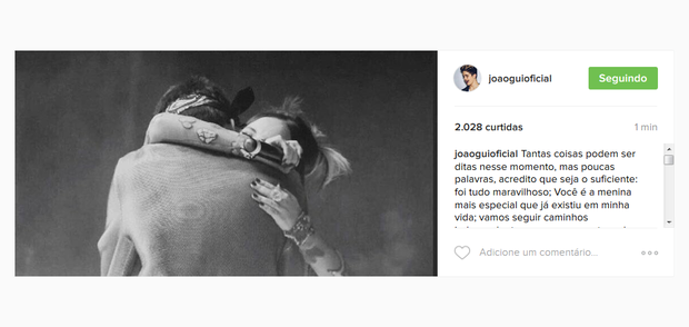 João Guilherme fala do fim do namoro com Larissa Manoela (Foto: Reprodução/Instagram)