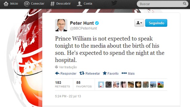 Peter Hunt, repórter da BBC (Foto: Reprodução/Twitter)