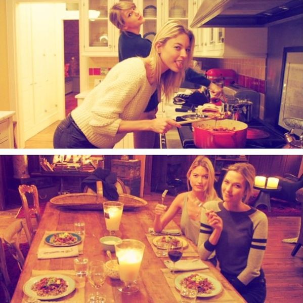 Taylor Swift com amigas em seu apartamento (Foto: Instagram / Reprodução)