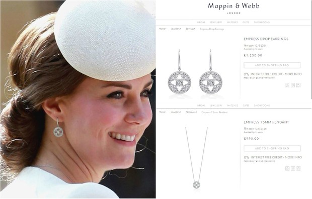 Kate Middleton usa joias avaliadas em R$11,2 mil no batizado da princesa Charlotte (Foto: Reprodução  )