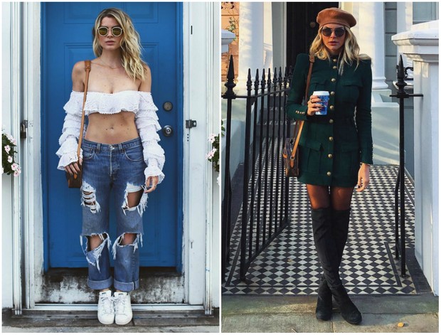 Os looks preferidos da viagem de Julia Faria: em Miami, à esquerda, e em Londres (Foto: Reprodução/Instagram)