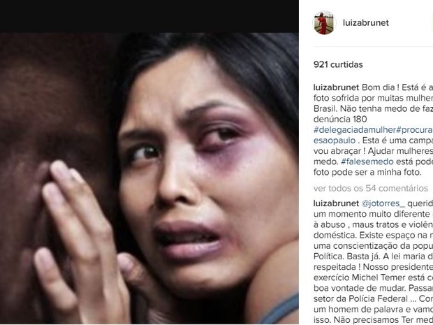 Luiza Brunet fez post sobre violência contra a mulher  (Foto: Reprodução / Instagram)