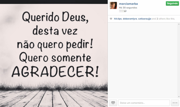 Márcia Marbá no Instagram (Foto: Reprodução)