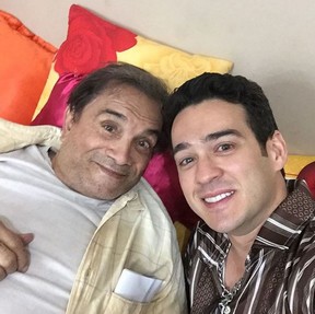 Dedé Santana com Marcos Veras nos bastidores do filme O Shaolim do Sertão (Foto: Reprodução/Instagram)